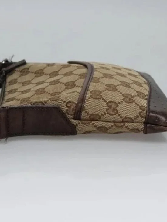 GUCCI GG Canvas Shoulder Bag Beige Brown gold - Picture 4 of 16
